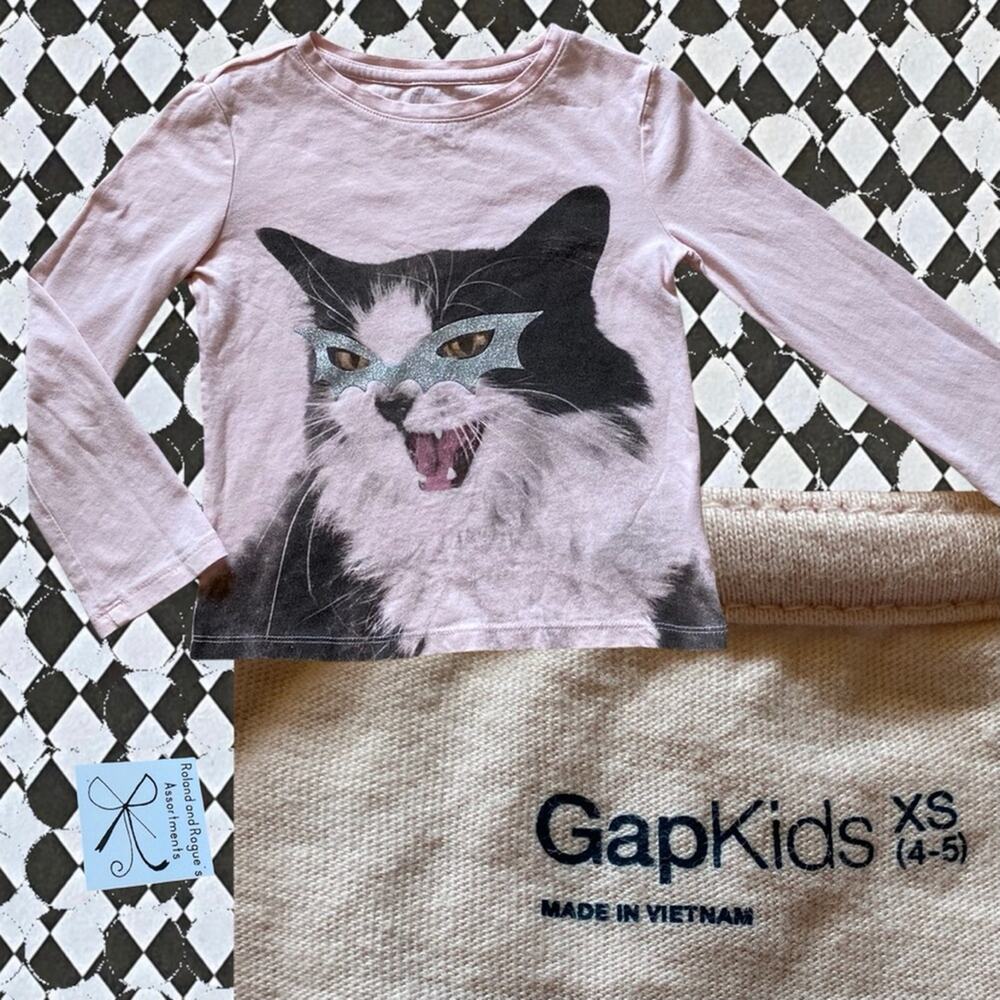 Gap Kids Cat in mask L/S Shirt Sz XS (4-5)